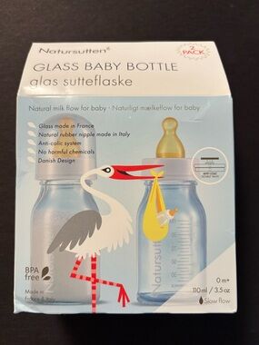 Natursutten Glass Baby Bottle (Blue) - 2 Pack